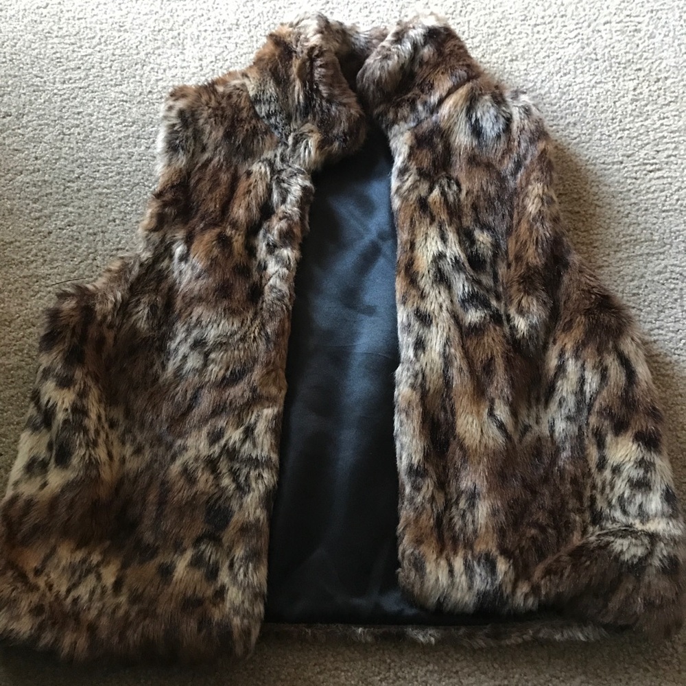 Cheetah print fur vest